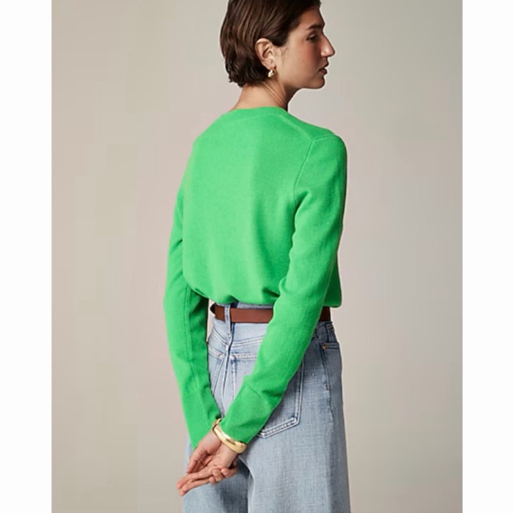 J. Crew Cashmere Classic Fit Crew Neck Sweater - Vintage Lime - Picture 2 of 6